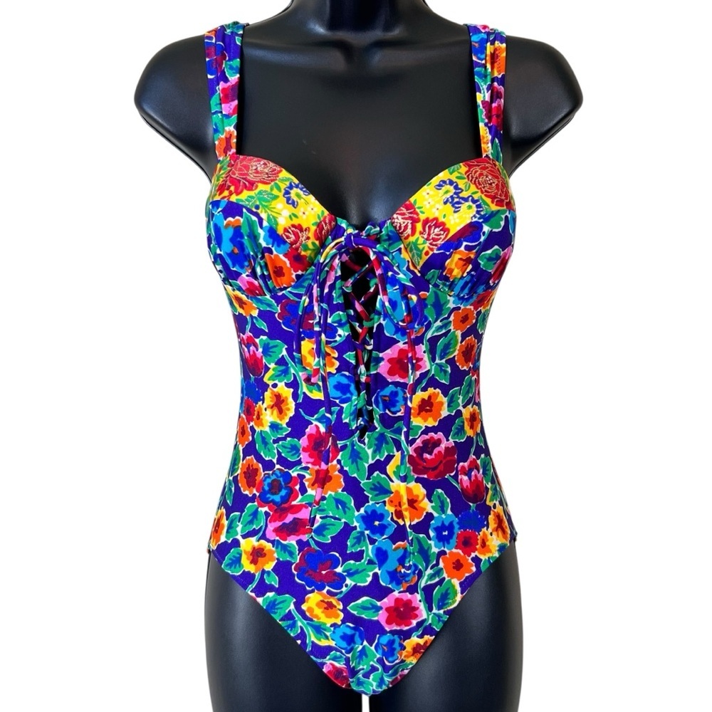 Gottex Sak’s Fifth Avenue Floral Corset Underwire Couture Designer Swimsuit